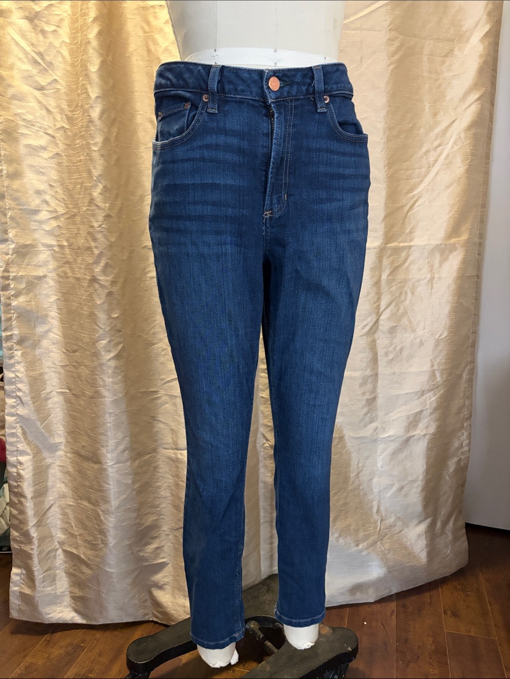 L.L. Bean Women's Straight-Leg Jeans in Deep Blue Denim